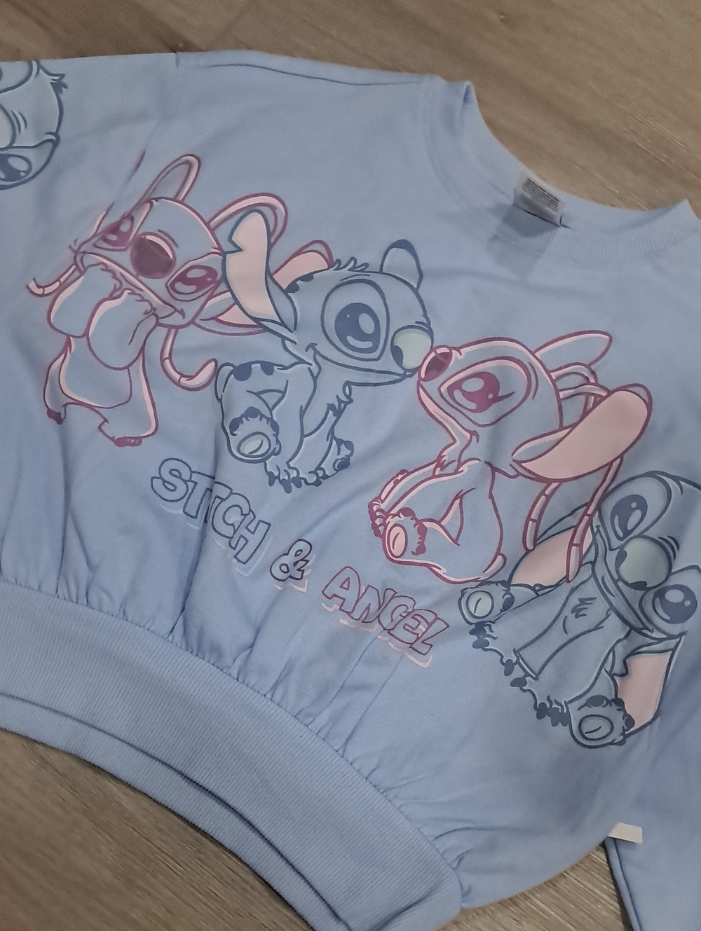 Disney Light Blue Graphic Tee with Pink & Navy Accents